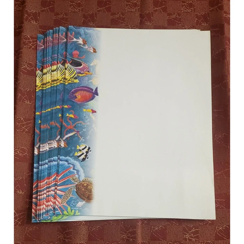 Vintage Large Lot Printer Paper Loose Leaf Stationery Letterhead Borders Themes